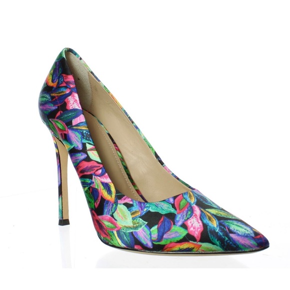 POUR LA VICTOIRE Celeste Pointy Toe Pump Heels Floral Tropic Trip Satin Shoes 6 - Picture 7 of 10
